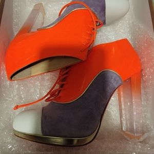 Authenic Christian Louboutin Multi-color Ombre Ettora 120 Plexiglass Clear Sz 39